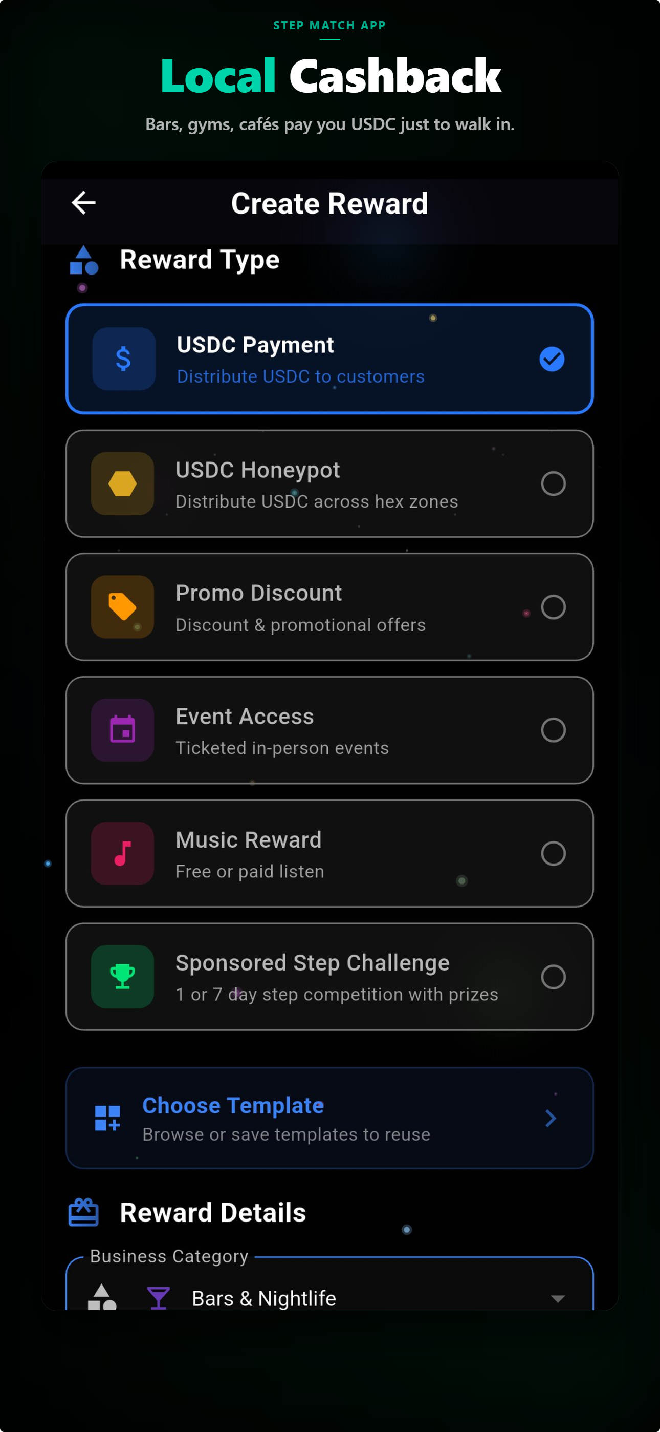 Lucilla USDC Payment reward — local businesses pay walk-ins directly to their wallet